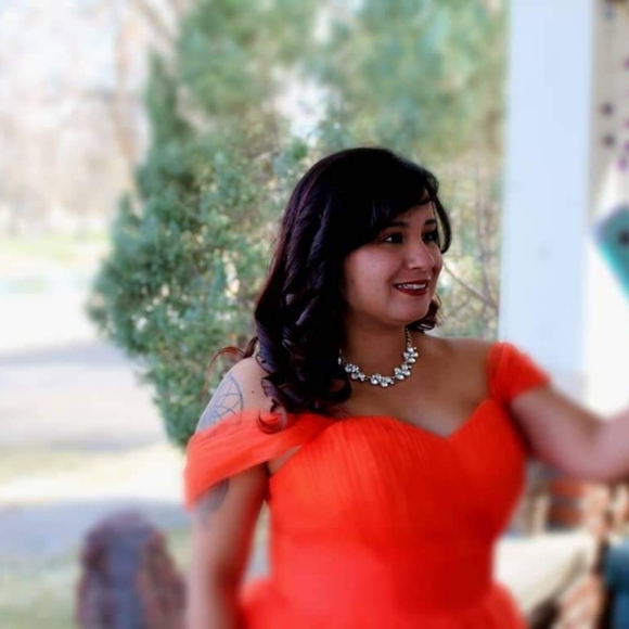 Orange prom dress. Halloween dress. - Picture 3 of 4